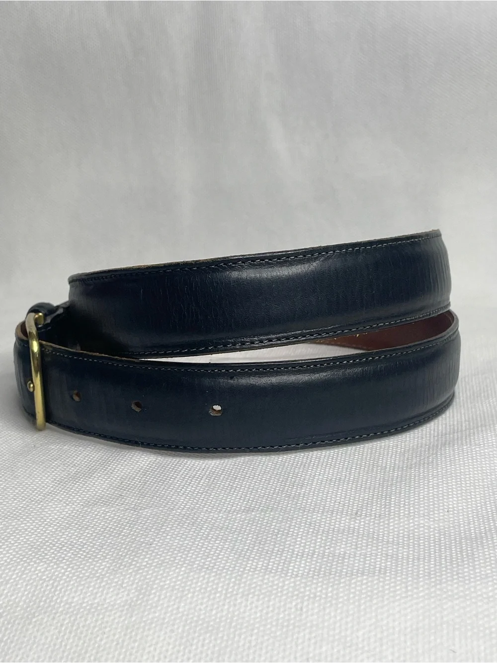 VTG USA Dooney & Bourke Curried Bridle Leather Belt Mens Size 36 Black & Brass